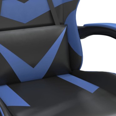 vidaXL Καρέκλα Gaming Περιστρ. Υποπόδιο Μαύρο & Μπλε Συνθετικό Δέρμα 57,5x59,5x(121-131)cm 1 τεμ.