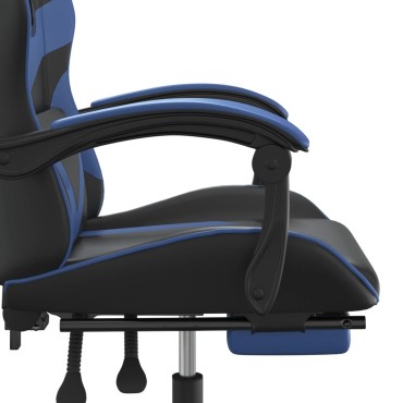 vidaXL Καρέκλα Gaming Περιστρ. Υποπόδιο Μαύρο & Μπλε Συνθετικό Δέρμα 57,5x59,5x(121-131)cm 1 τεμ.