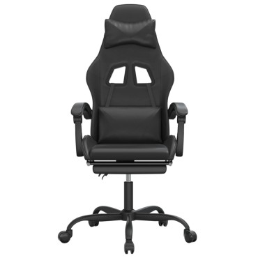 vidaXL Καρέκλα Gaming Περιστρ. Υποπόδιο Μαύρο Συνθετικό Δέρμα 57,5x59,5x(121-131)cm 1 τεμ.