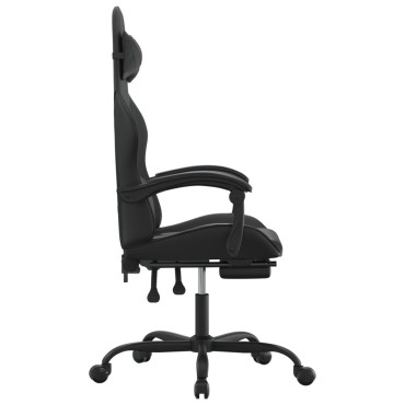 vidaXL Καρέκλα Gaming Περιστρ. Υποπόδιο Μαύρο Συνθετικό Δέρμα 57,5x59,5x(121-131)cm 1 τεμ.