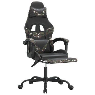 vidaXL Καρέκλα Gaming Μασάζ Υποπόδιο Μαύρη Παραλλαγή Συνθετικό Δέρμα 57,5x59,5x(121-131)cm 1 τεμ.