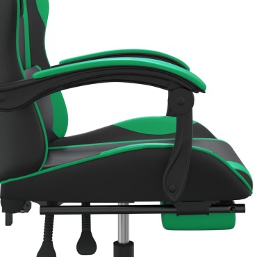 vidaXL Καρέκλα Gaming Περιστρ. Υποπόδιο Μαύρο/Πράσινο Συνθετικό Δέρμα 57,5x59,5x(121-131)cm 1 τεμ.