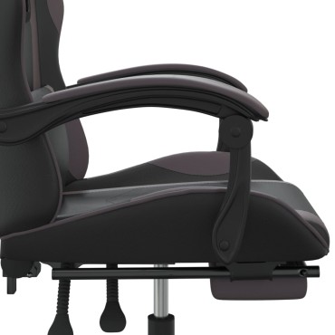 vidaXL Καρέκλα Gaming Περιστρ. Υποπόδιο Μαύρο&Γκρι Συνθετικό Δέρμα 57,5x59,5x(121-131)cm 1 τεμ.