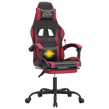 vidaXL Καρέκλα Gaming Περιστρ. Υποπόδιο Μαύρο/Μπορντό Συνθετικό Δέρμα 57,5x59,5x(121-131)cm 1 τεμ.