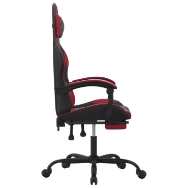 vidaXL Καρέκλα Gaming Περιστρ. Υποπόδιο Μαύρο/Μπορντό Συνθετικό Δέρμα 57,5x59,5x(121-131)cm 1 τεμ.