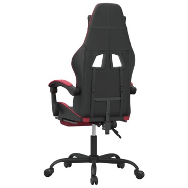 vidaXL Καρέκλα Gaming Περιστρ. Υποπόδιο Μαύρο/Μπορντό Συνθετικό Δέρμα 57,5x59,5x(121-131)cm 1 τεμ.