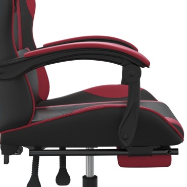 vidaXL Καρέκλα Gaming Περιστρ. Υποπόδιο Μαύρο/Μπορντό Συνθετικό Δέρμα 57,5x59,5x(121-131)cm 1 τεμ.