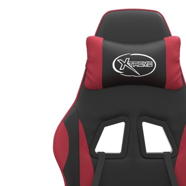 vidaXL Καρέκλα Gaming Περιστρ. Υποπόδιο Μαύρο/Μπορντό Συνθετικό Δέρμα 57,5x59,5x(121-131)cm 1 τεμ.