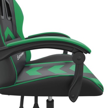 vidaXL Καρέκλα Gaming Μαύρο/πράσινο από Συνθετικό Δέρμα 57,5x59,5x(121-131)cm 1 τεμ.