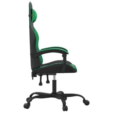 vidaXL Καρέκλα Gaming Μαύρο/πράσινο από Συνθετικό Δέρμα 57,5x59,5x(121-131)cm 1 τεμ.
