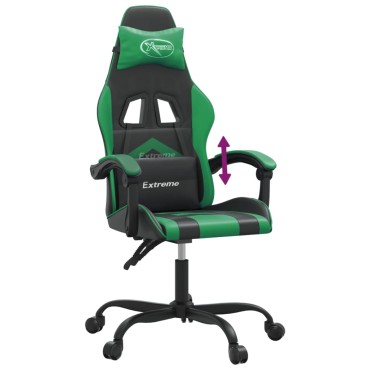 vidaXL Καρέκλα Gaming Μαύρο/πράσινο από Συνθετικό Δέρμα 57,5x59,5x(121-131)cm 1 τεμ.