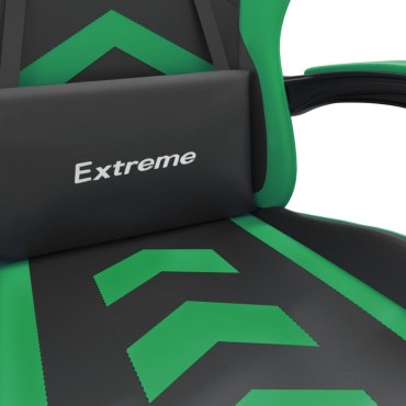 vidaXL Καρέκλα Gaming Μαύρο/πράσινο από Συνθετικό Δέρμα 57,5x59,5x(121-131)cm 1 τεμ.