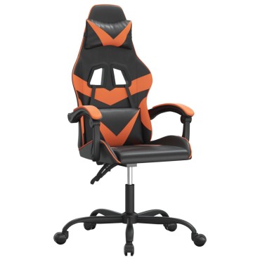 vidaXL Καρέκλα Gaming Περιστρεφόμενη Μαύρη/Πορτοκαλί Συνθετικό Δέρμα 57,5x59,5x(121-131)cm 1 τεμ.
