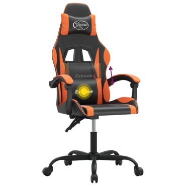 vidaXL Καρέκλα Gaming Περιστρεφόμενη Μαύρη/Πορτοκαλί Συνθετικό Δέρμα 57,5x59,5x(121-131)cm 1 τεμ.