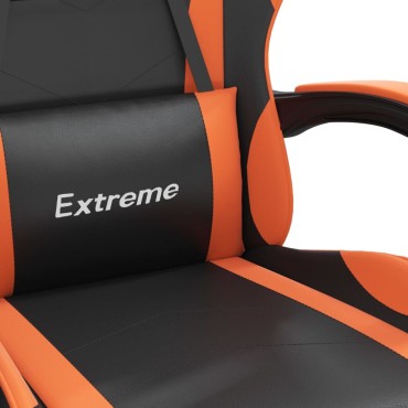 vidaXL Καρέκλα Gaming Περιστρεφόμενη Μαύρη/Πορτοκαλί Συνθετικό Δέρμα 57,5x59,5x(121-131)cm 1 τεμ.
