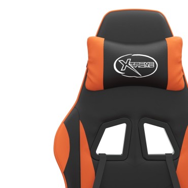 vidaXL Καρέκλα Gaming Περιστρεφόμενη Μαύρη/Πορτοκαλί Συνθετικό Δέρμα 57,5x59,5x(121-131)cm 1 τεμ.