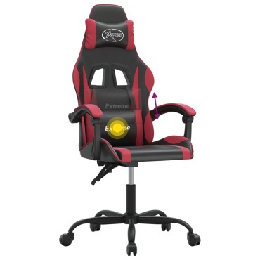 vidaXL Καρέκλα Gaming Περιστρεφόμενη Μαύρη/Μπορντό από Συνθετικό Δέρμα 57,5x59,5x(121-131)cm 1 τεμ.