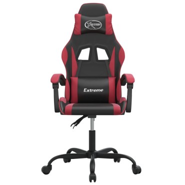 vidaXL Καρέκλα Gaming Περιστρεφόμενη Μαύρη/Μπορντό από Συνθετικό Δέρμα 57,5x59,5x(121-131)cm 1 τεμ.