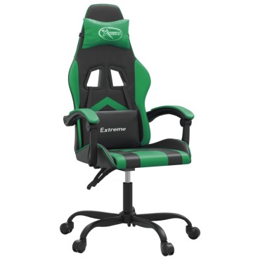 vidaXL Καρέκλα Gaming Περιστρεφόμενη Μαύρη/Πράσινη από Συνθετικό Δέρμα 57,5x59,5x(121-131)cm 1 τεμ.