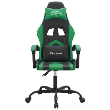 vidaXL Καρέκλα Gaming Περιστρεφόμενη Μαύρη/Πράσινη από Συνθετικό Δέρμα 57,5x59,5x(121-131)cm 1 τεμ.