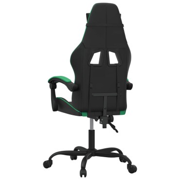 vidaXL Καρέκλα Gaming Περιστρεφόμενη Μαύρη/Πράσινη από Συνθετικό Δέρμα 57,5x59,5x(121-131)cm 1 τεμ.