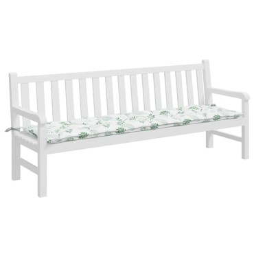 vidaXL Μαξιλάρι Πάγκου Κήπου Σχέδιο Φύλλων 200x50x7cm Υφασμάτινο
