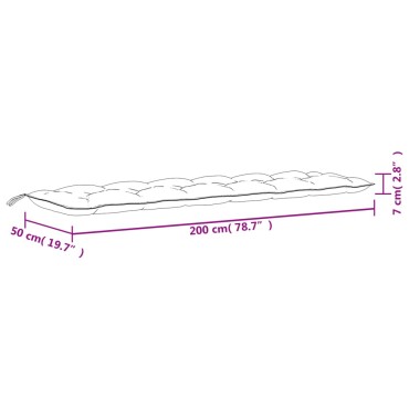 vidaXL Μαξιλάρι Πάγκου Κήπου Σχέδιο Φύλλων 200x50x7cm Υφασμάτινο