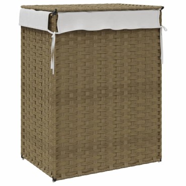 vidaXL Καλάθι Πλυντηρίου με Καπάκι 46 x 33 x 60 εκ. Συνθετικό Ρατάν