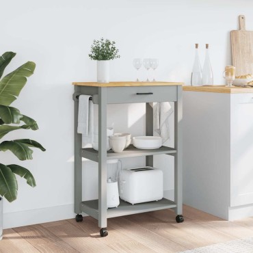 vidaXL Τρόλεϊ Κουζίνας MONZA 60x40x88,5cm Γκρι από Μασίφ Ξύλο Πεύκου 1 τεμ.