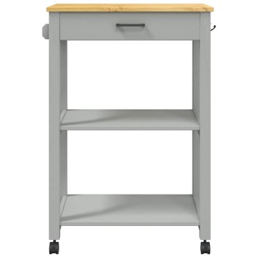 vidaXL Τρόλεϊ Κουζίνας MONZA 60x40x88,5cm Γκρι από Μασίφ Ξύλο Πεύκου 1 τεμ.