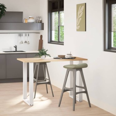 vidaXL Πόδια Τραπεζιού Μπαρ σε Σχήμα U, 2 τεμ. Λευκά 60x(90-91)cm Ατσάλι
