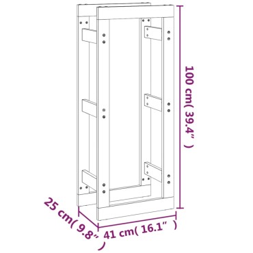 vidaXL Ραφιέρα Καυσόξυλων 41 x 25 x 100 εκ. από Μασίφ Ξύλο Πεύκου