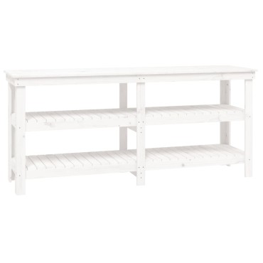 vidaXL Πάγκος Εργασίας Λευκός 181 x 50 x 80 εκ. από Μασίφ Ξύλο Πεύκου