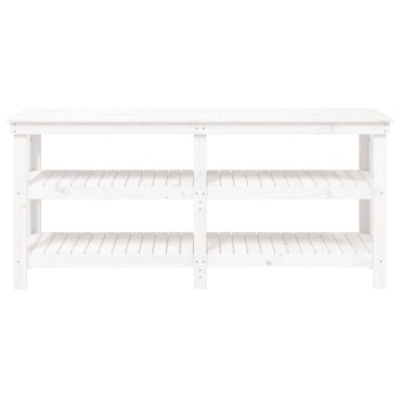 vidaXL Πάγκος Εργασίας Λευκός 181 x 50 x 80 εκ. από Μασίφ Ξύλο Πεύκου