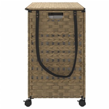 vidaXL Καλάθι Άπλυτων με Τροχούς 66 x 35 x 60 εκ. από Ρατάν