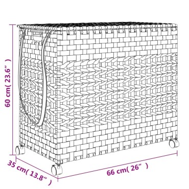 vidaXL Καλάθι Άπλυτων με Τροχούς 66 x 35 x 60 εκ. από Ρατάν