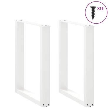 vidaXL Πόδια Τραπεζαρίας σε Σχήμα U 2 τεμ. Λευκά 70x(72-73)cm Ατσάλι
