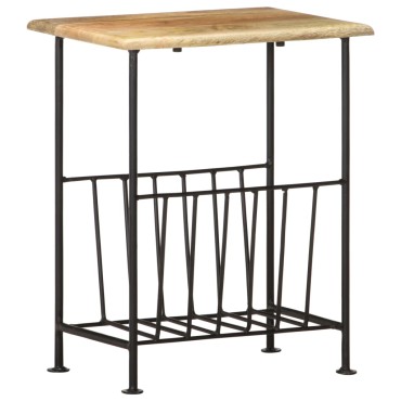 vidaXL Ραφιέρα Περιοδικών 40x30x50cm Μασίφ Ξύλο Μάνγκο / Ατσάλι 1 τεμ.