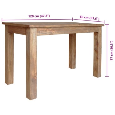 vidaXL Τραπεζαρία 120x60x77cm από Μασίφ Ξύλο Μαόνι 1 τεμ.