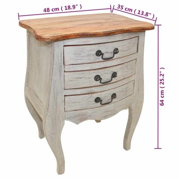 vidaXL Κομοδίνο 48x35x64cm από Μασίφ Μαόνι 1 τεμ.