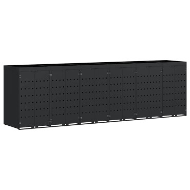 vidaXL Αποθήκη τροχήλατου κάδου για 6 κάδους Μαύρο