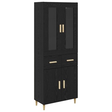 vidaXL Highboard Μαύρη Οξυά 69,5x34x180cm Επεξεργασμένο Ξύλο 1 τεμ.