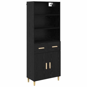 vidaXL Highboard Μαύρη Οξυά 69,5x32,5x180cm Επεξεργασμένο Ξύλο 1 τεμ.