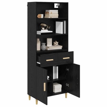 vidaXL Highboard Μαύρη Οξυά 69,5x32,5x180cm Επεξεργασμένο Ξύλο 1 τεμ.