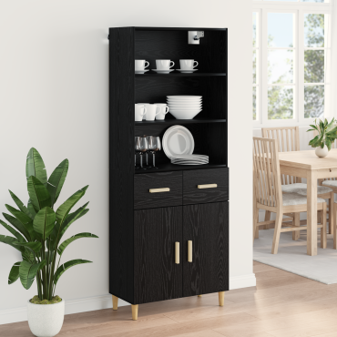 vidaXL Highboard Μαύρη Οξυά 69,5x32,5x180cm Επεξεργασμένο Ξύλο 1 τεμ.