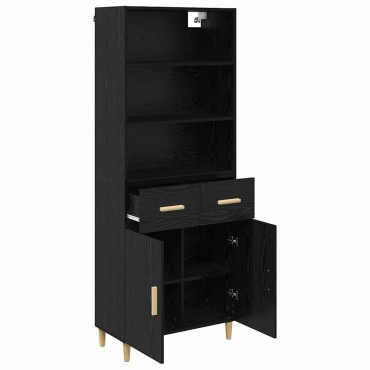 vidaXL Highboard Μαύρη Οξυά 69,5x32,5x180cm Επεξεργασμένο Ξύλο 1 τεμ.