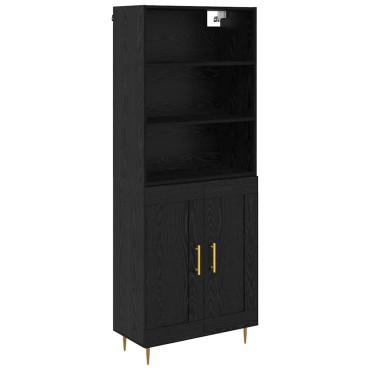 vidaXL Highboard Μαύρη Οξυά 69,5x34x180cm Επεξεργασμένο Ξύλο 1 τεμ.