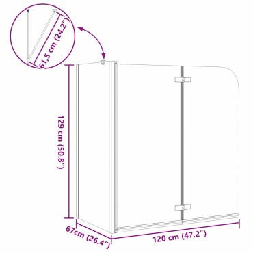 vidaXL Καλυμμα Ντους Χρυσό 120 x 68 x 130 εκ. ESG Γυαλί και Αλουμίνιο