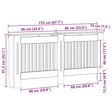 vidaXL Καπάκι Καλοριφέρ Μαύρη Οξυά 172 x 19 x 81,5 cm