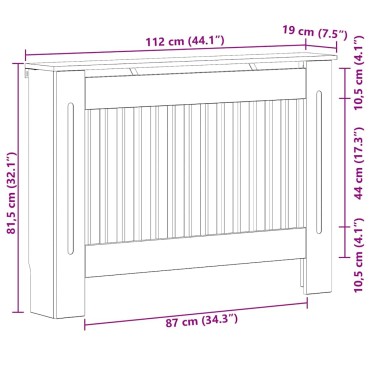 vidaXL Καπάκι Καλοριφέρ Γκρι Sonoma 112 x 19 x 81,5 cm